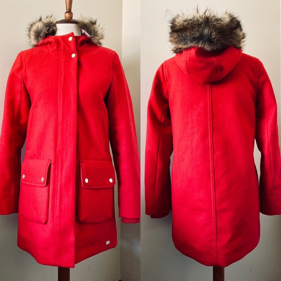 Abercrombie & Fitch Red Heritage Wool Parka Coat - Picture 6 of 10